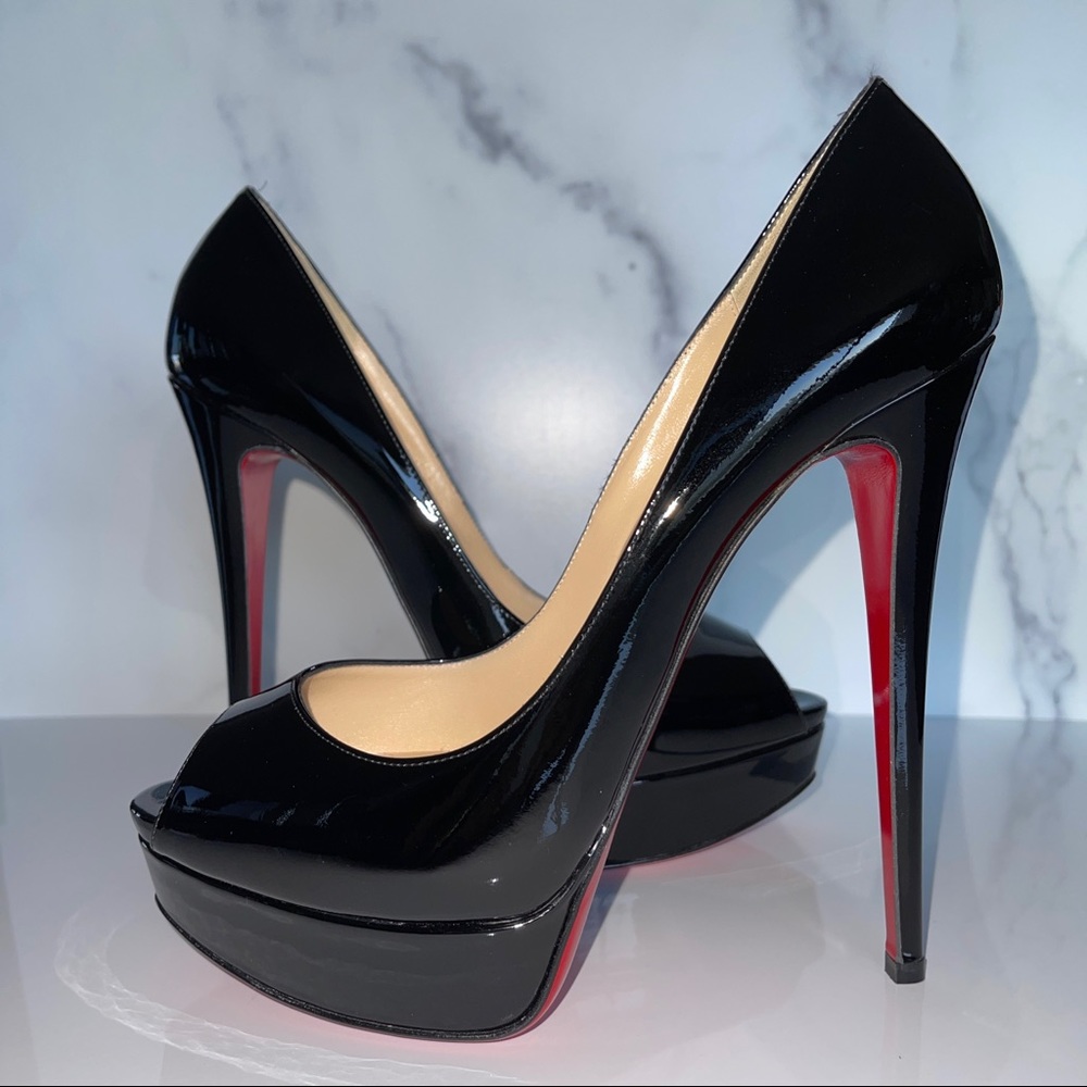 Christian Louboutin Lady Peep Black Patent Size 42 - Picture 5 of 10